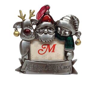Michaels Merry Christmas Metal Picture Frame Ornament Stand Santa Photo Rudolph